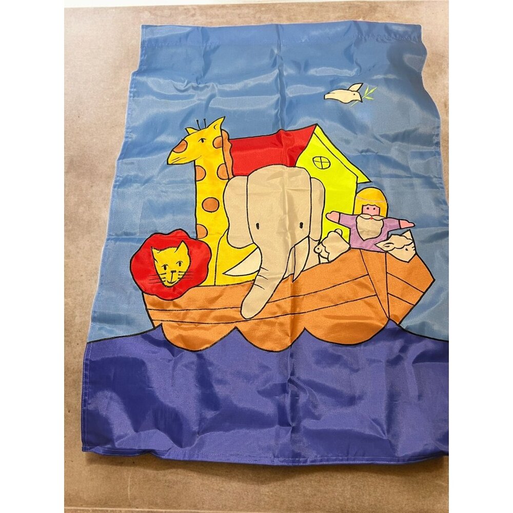 Noahs Ark Outdoor Flag Embroidered Double Sided Nylon 40.5" x 28" Elephant NWOT
